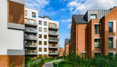 Beautiful new brick houses in the residential district. House development and investment